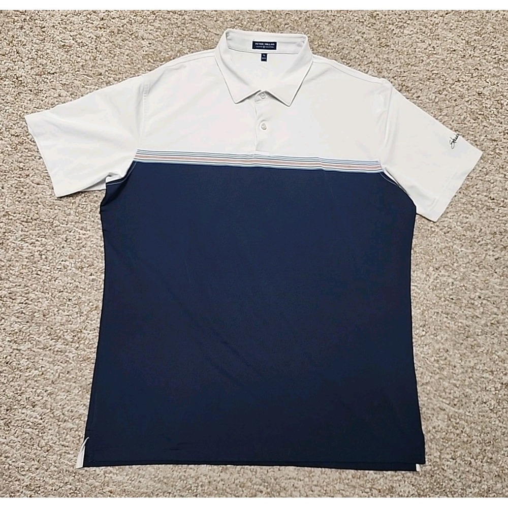 Peter Millar Crown Crafted Performance Golf Polo Shirt Stripe XL Shadow Creek GC